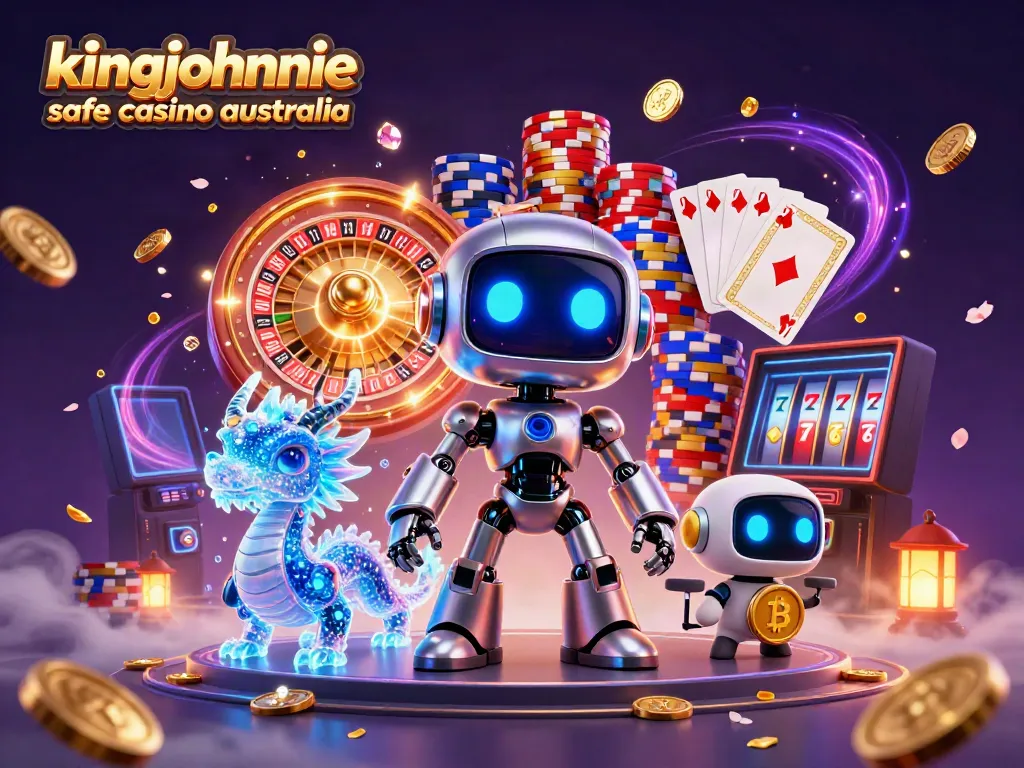 Experience the excitement of kingjohnnie safe casino australia with a vibrant 3D casino scene featuring animated characters and dynamic game elements.