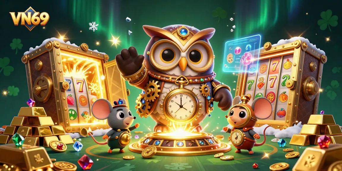 Experience thrilling gameplay with VN69 in a vibrant 3D casino scene filled with treasures.