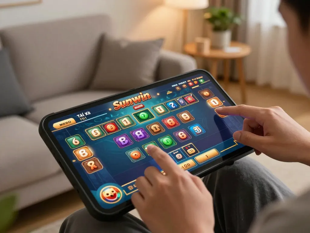 Tài Xỉu Sunwin gaming activity on smartphone showing vibrant betting options.