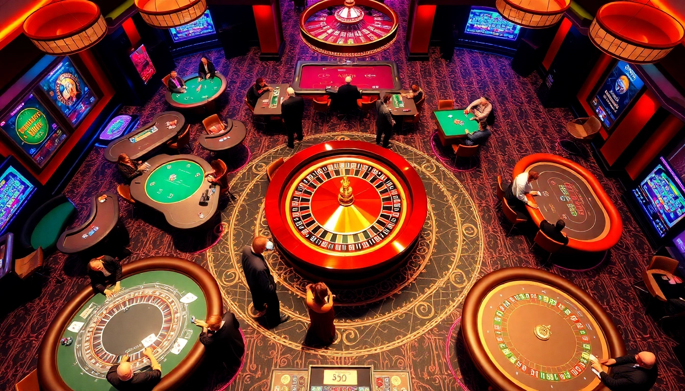Exciting casino atmosphere featuring luxurious gaming tables at https://xx88.promo/ with vibrant lights and eager players.