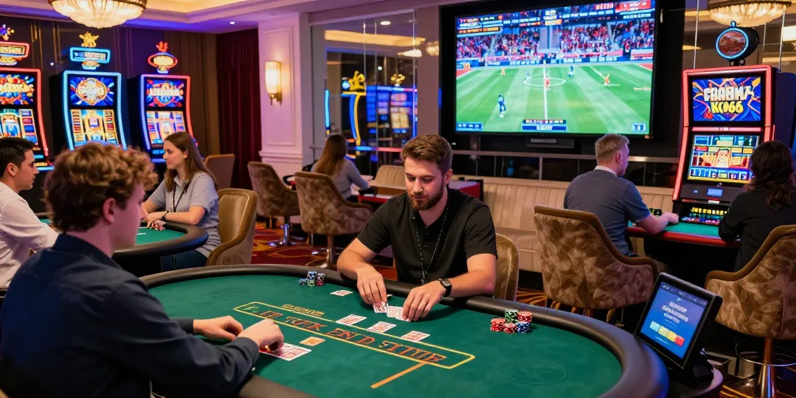 Engaging gaming scene at KO66 online casino showcasing diverse players enjoying various games in a vibrant atmosphere.