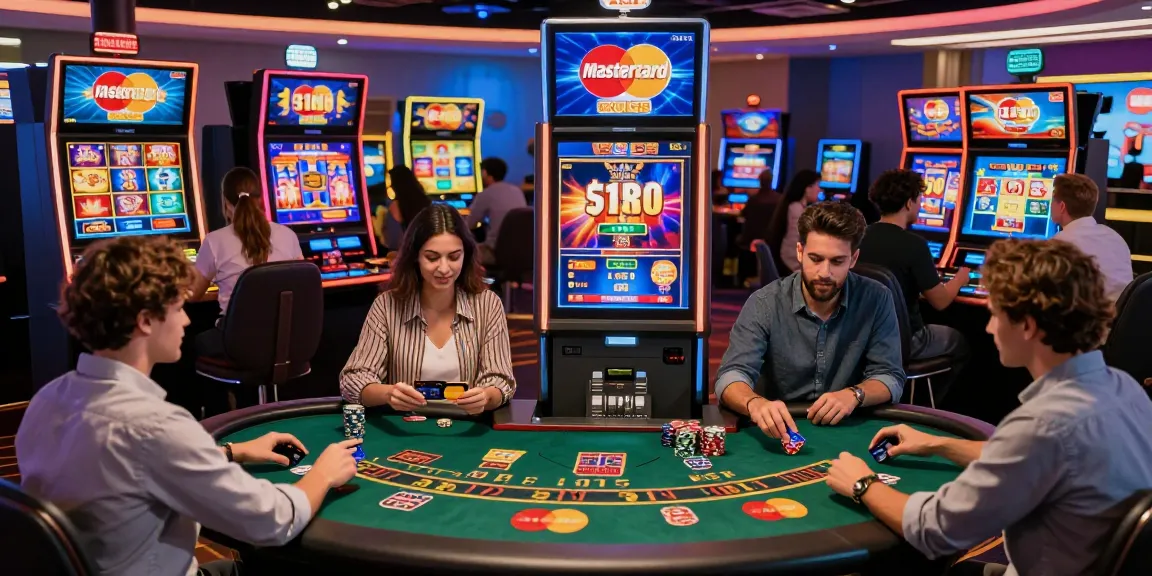 Players enjoying engaging games at casinos that accept credit cards, highlighting fast Mastercard deposits.