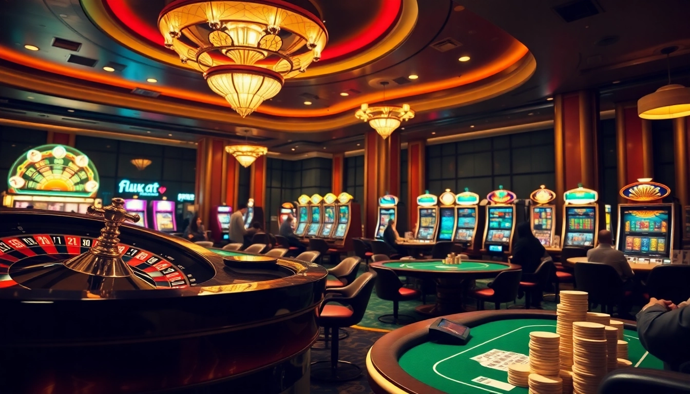 Experience the thrill of winning at f168.me with an elegant casino atmosphere filled with poker tables and roulette wheels.