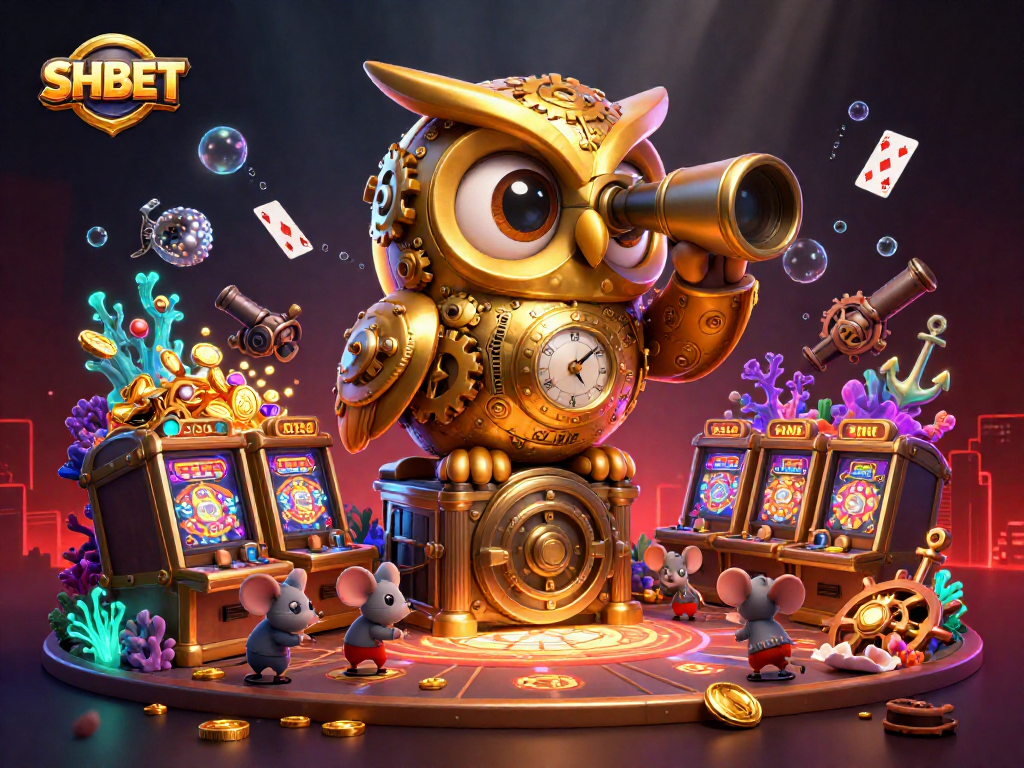 Engage with SHBET's unique casino experience through a vibrant 3D scene filled with excitement and opportunity.