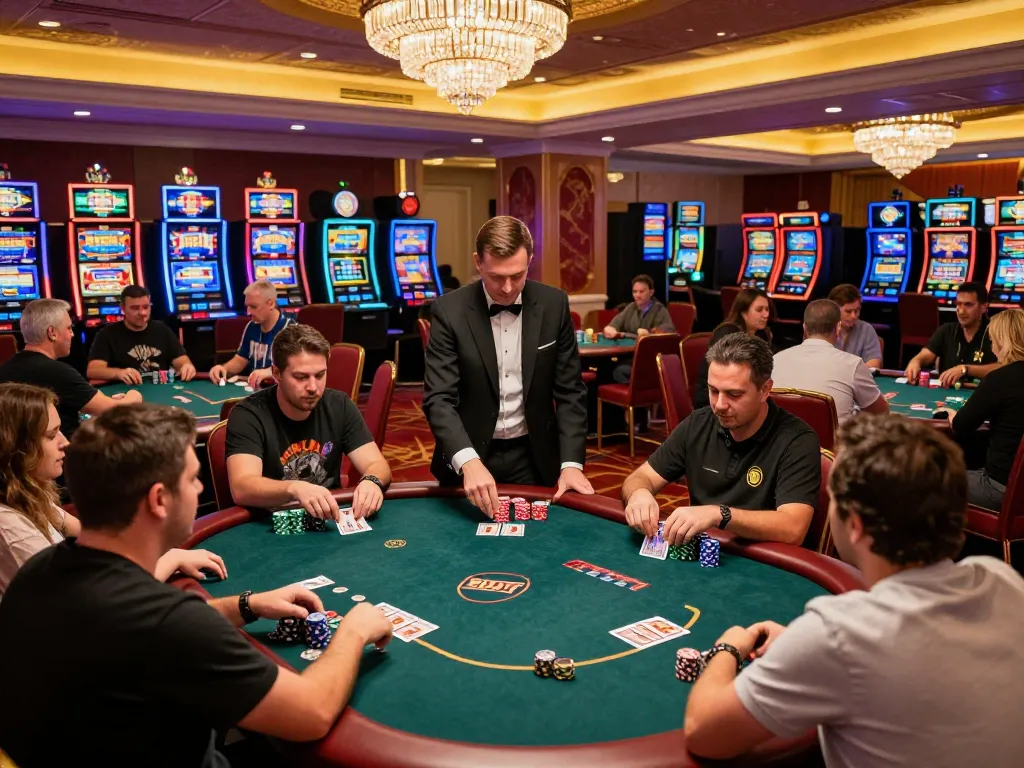 Players enjoy a thrilling game of poker at F8betz casino with vibrant atmosphere and high stakes.