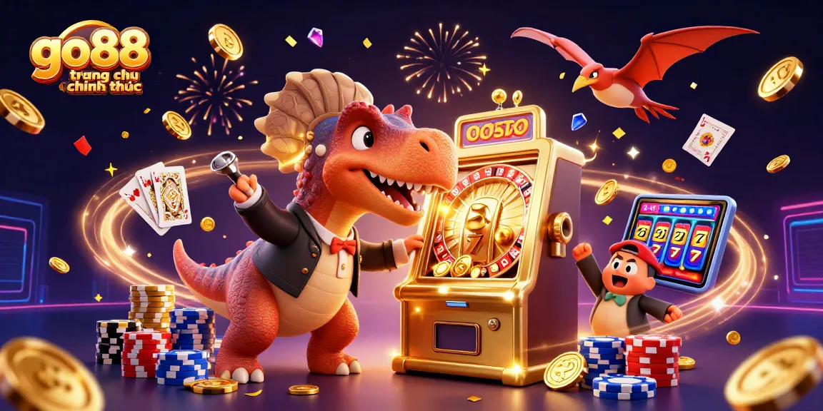 Engaging scene of go88 trang chu chinh thuc, showcasing a pachycephalosaurus winning jackpots at a casino