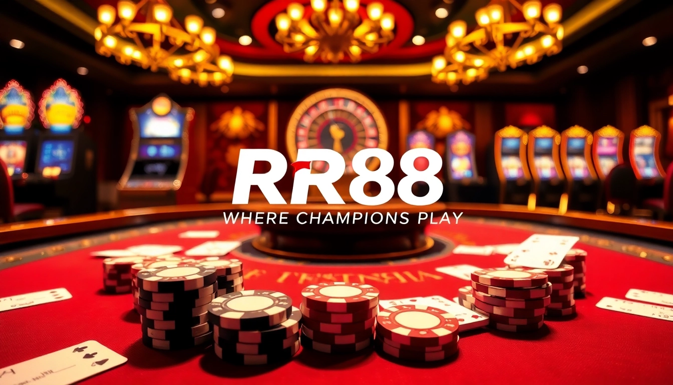 Experience thrilling games at RR88 casino with vibrant tables and slot machines.