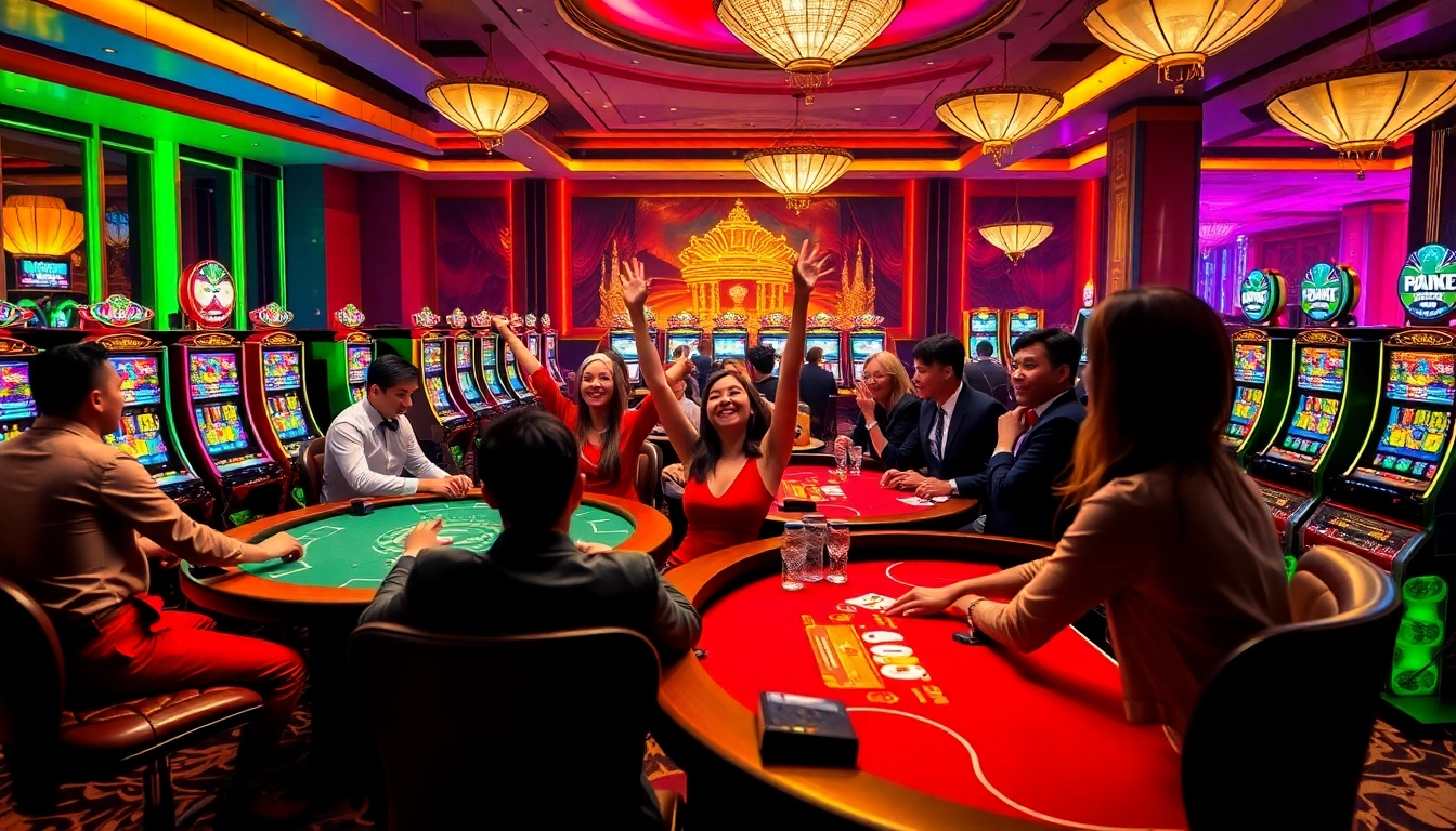 Experience the excitement at 888new - nhà cái hàng đầu châu á with players enjoying blackjack and baccarat in a luxurious casino.