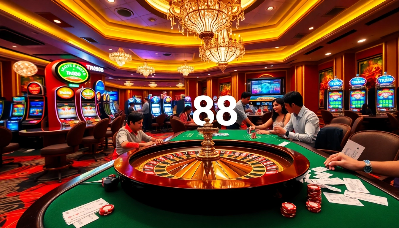 Players enjoy a vibrant casino experience, placing bets on games linked to tr88 for high stakes wins.