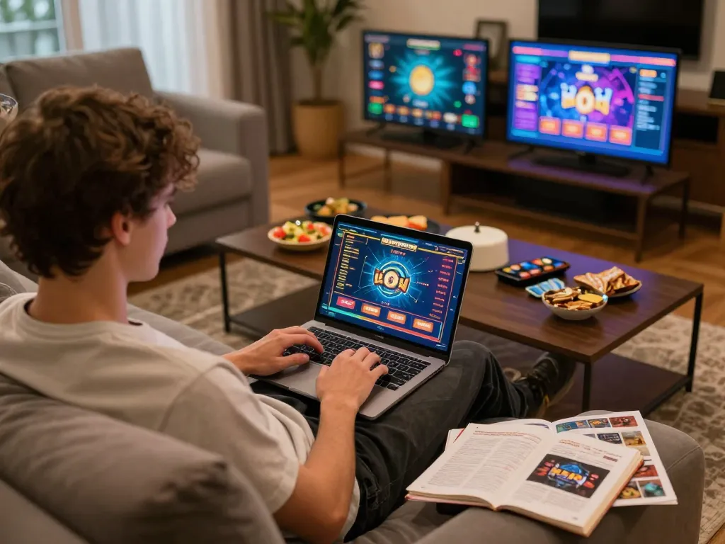 Person engaging in online gaming at home, emphasizing nha cai uy tin strategies for responsible gambling