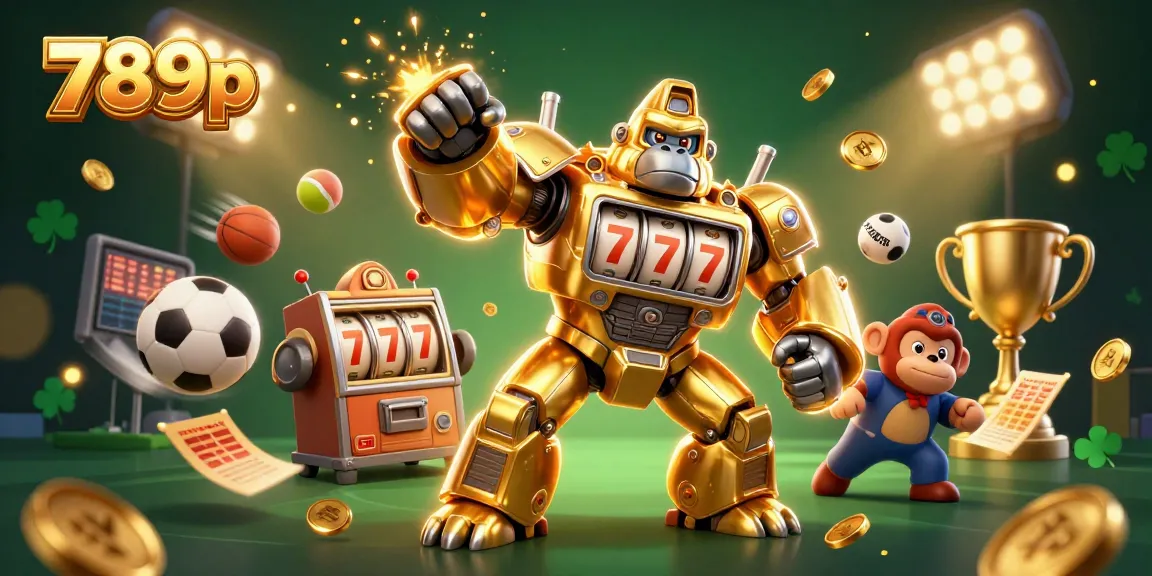 Experience thrilling action at 789p with a golden gorilla mech and dynamic sports elements.
