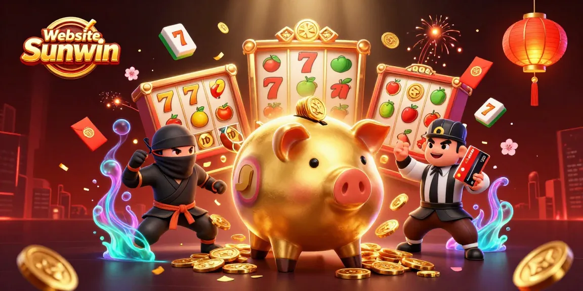 Watch the Website Sunwin sumo wrestler triumphantly shake coins in a vibrant casino scene.