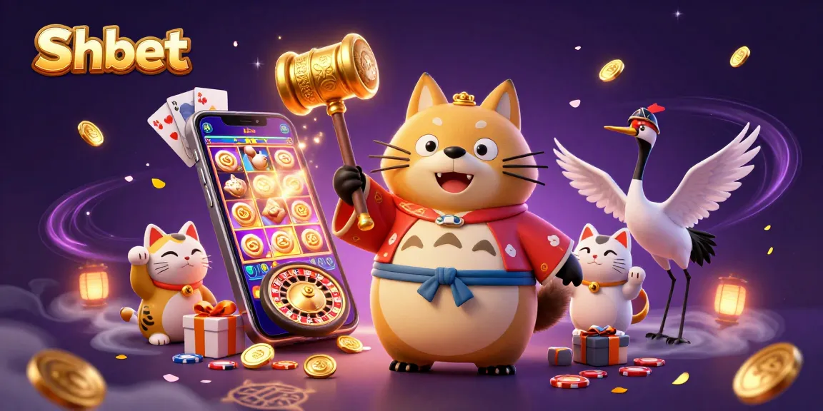 Shbet showcases gaming excitement with colorful 3D characters and dynamic casino elements, promoting engaging gameplay.