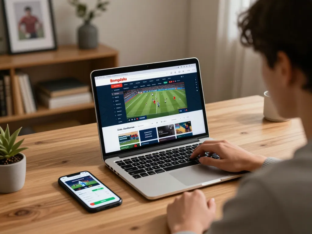 Person engaged in sports betting on Bongdallu website, showing live odds and analysis.