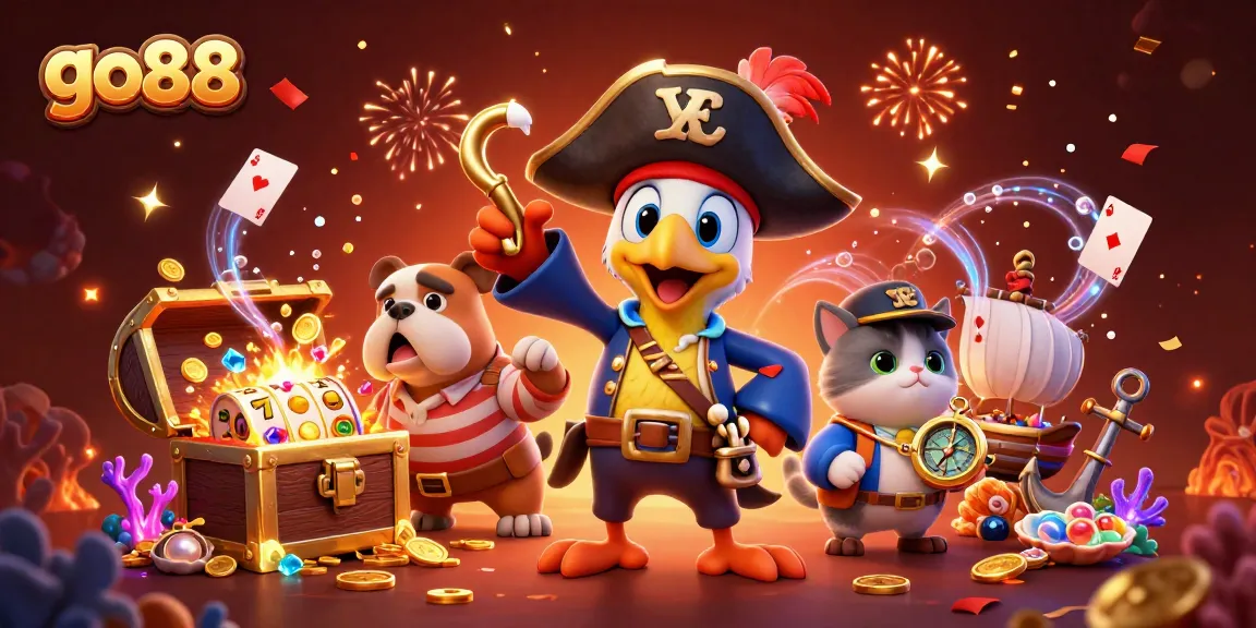 Engage in thrilling casino action with go88 as characters celebrate amidst dynamic game elements.