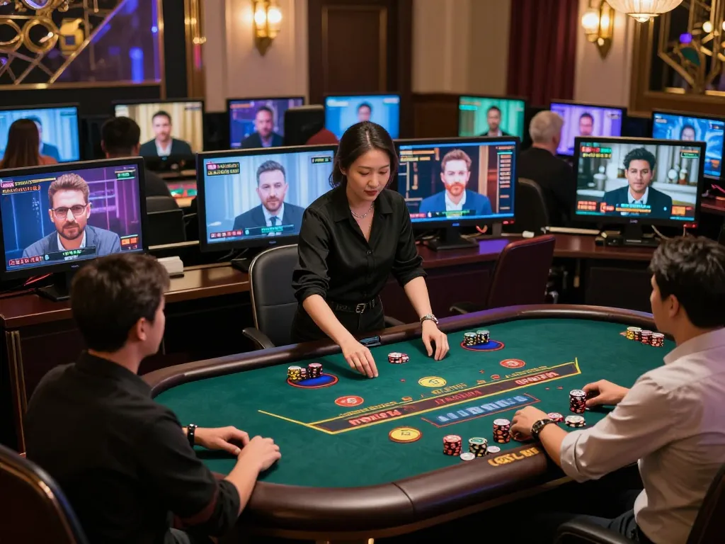 Engaging live dealer game on CO88 showcasing players interacting from home, capturing the excitement of online gambling.