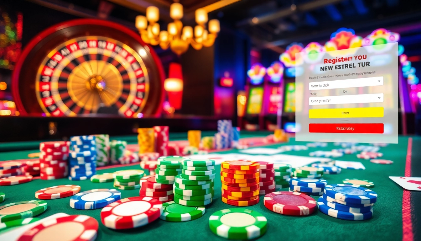 Join the excitement as players register to try their luck at the casino tables filled with action and vibrant colors.