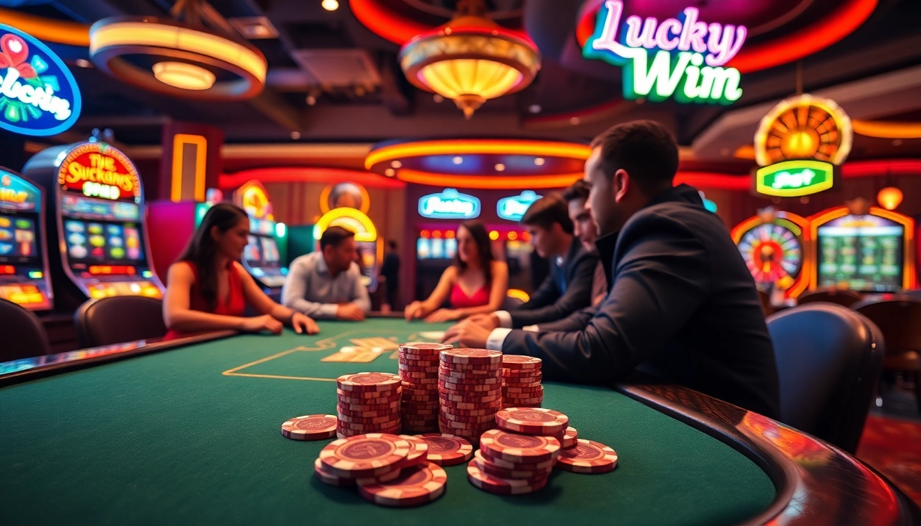Experience the excitement of casino gaming at LuckyWin with vibrant slot machines and thrilling poker.