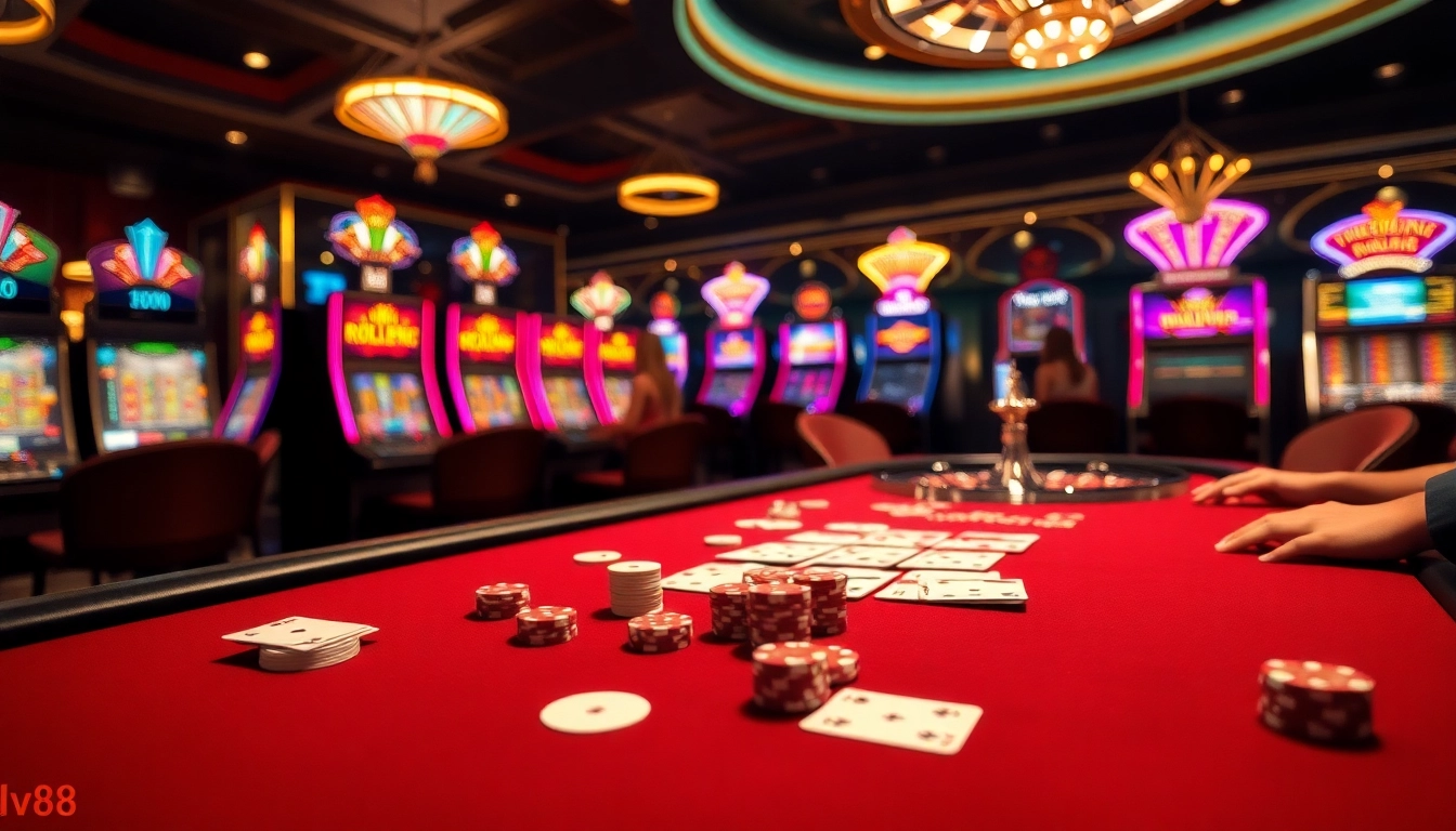 Play exciting games at dv88.com with rich poker tables and vibrant slot machines.