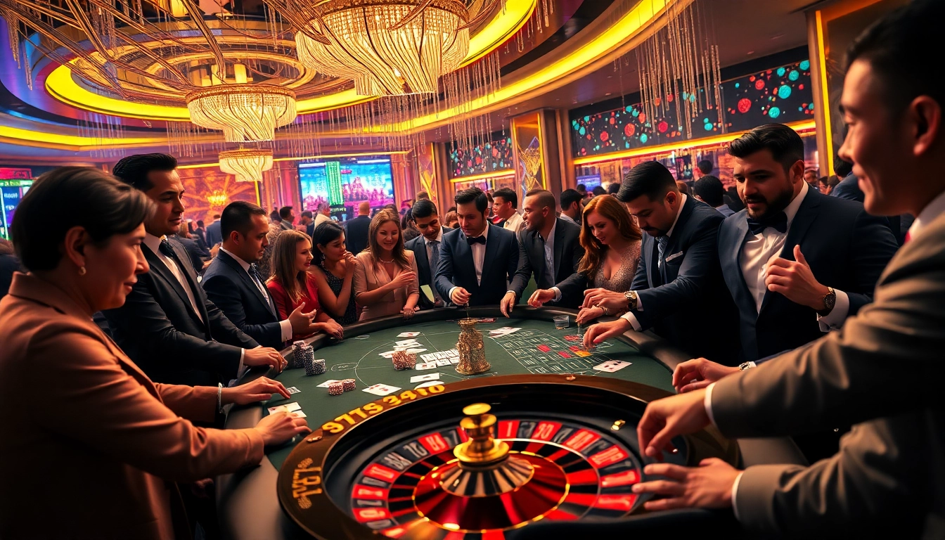 Players engaging in thrilling gambling at a modern casino table showcasing chotruyen narratives.
