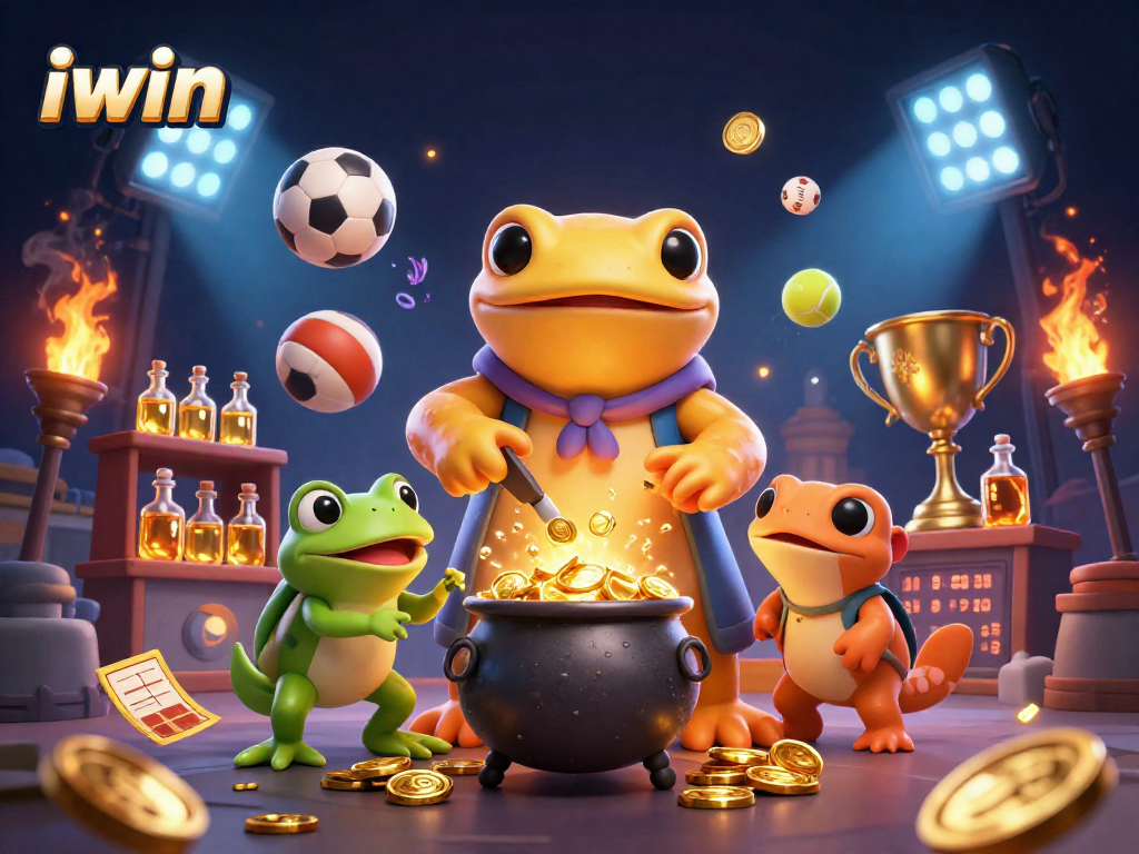 iwin sports betting scene with a golden salamander alchemist and vibrant game elements