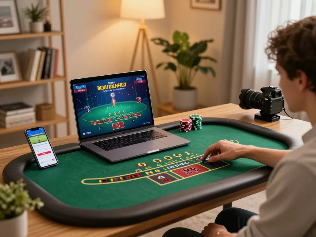 Engaging in live blackjack at fly88mx while enjoying a cozy home atmosphere.