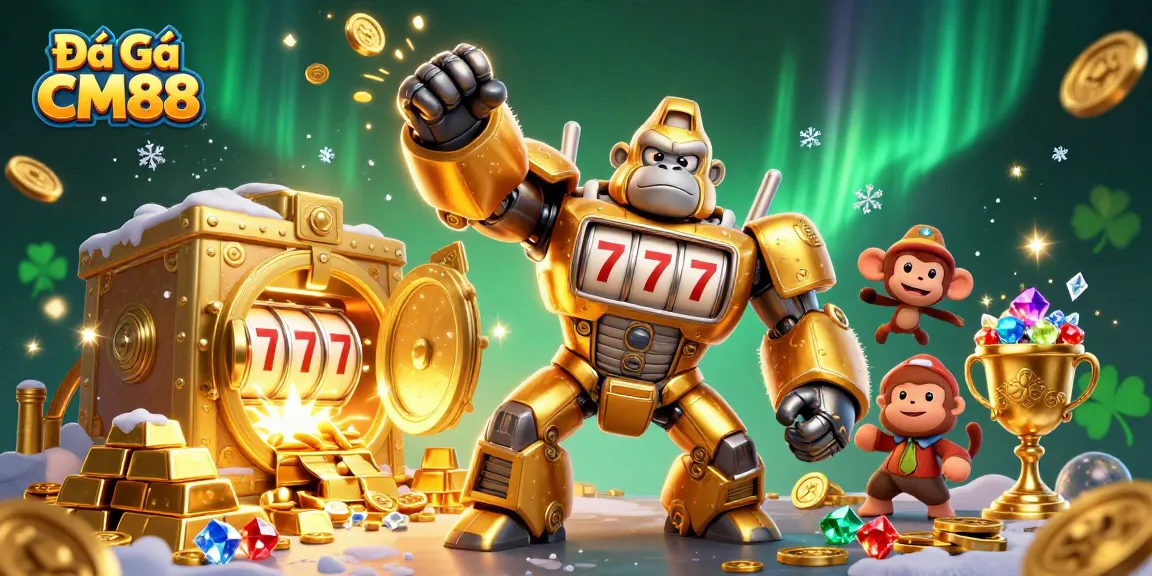 Engage in Đá Gà CM88's thrilling matches with vibrant golden visuals and dynamic 3D characters.