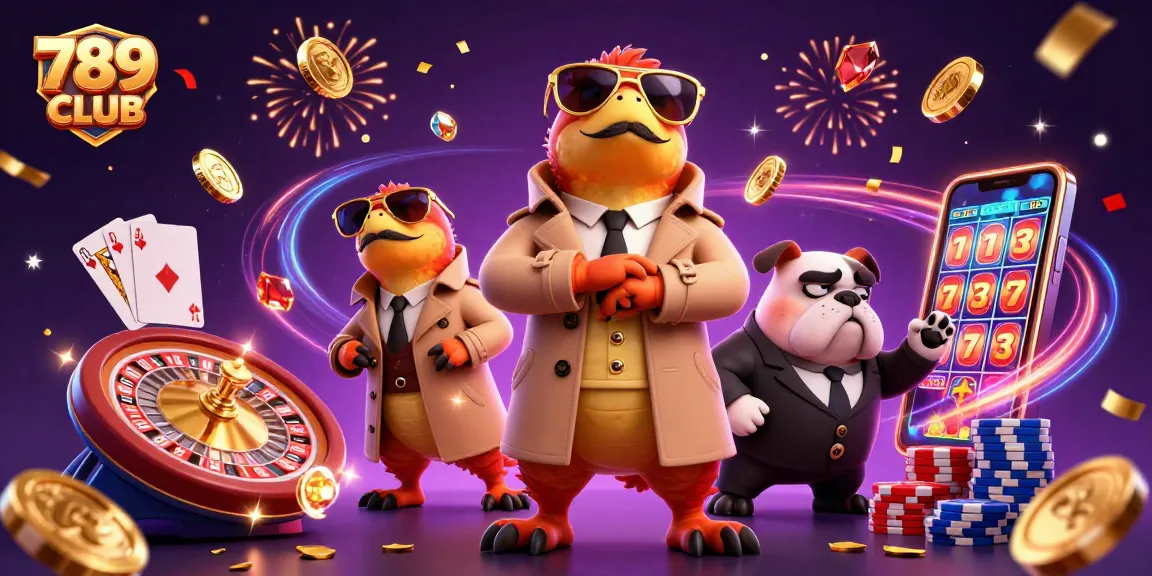 Engage with 789 CLUB's thrilling atmosphere featuring raptors in a trench coat at a VIP casino.