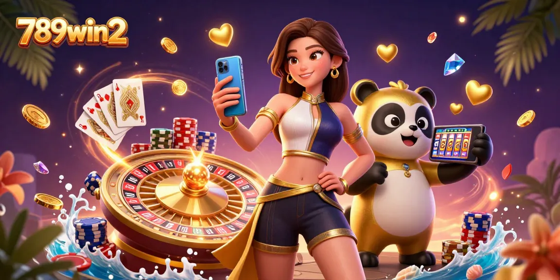 Experience thrilling games at 789win2 with a stylish Asian woman enjoying a casino slot game.