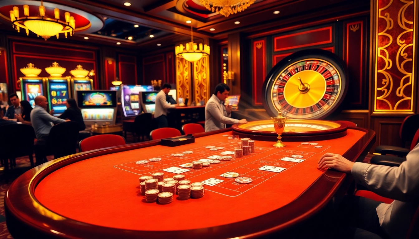 Experience casino thrills at nhà cái alo789 with a vibrant scene of players cheering at the baccarat table.