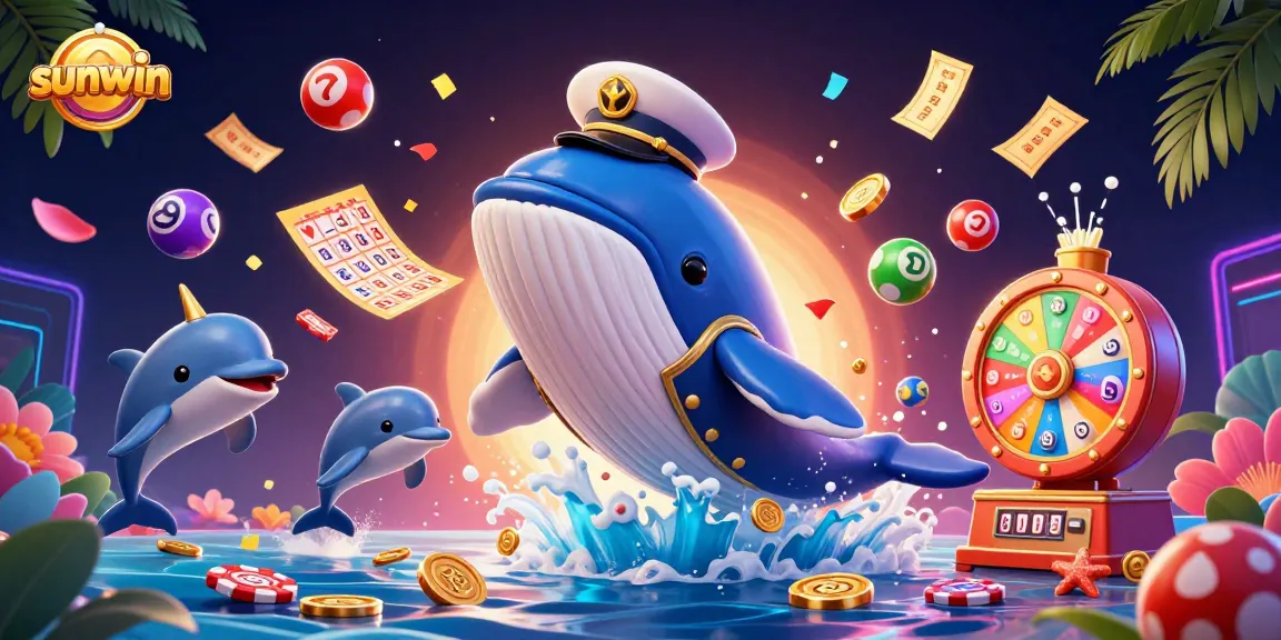 Engage in thrilling sunwin games with a whale captain amidst a vibrant casino backdrop.