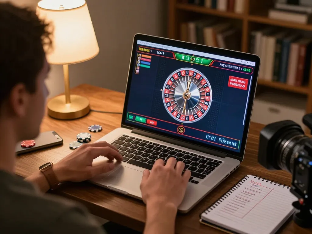 Engaging sunwin online gaming experience with a vibrant roulette game on a laptop.