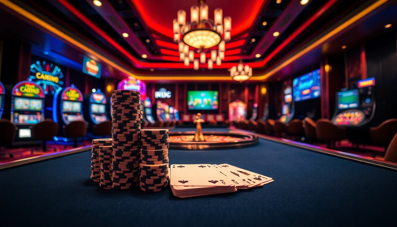 Engage in thrilling gameplay at nhà cái bl555 with vibrant casino tables and slot machines.