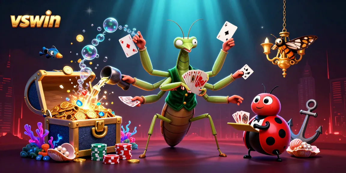 Engage with the vibrant world of vswin where a giant mantis card sharp and ladybug pit boss create winning moments.