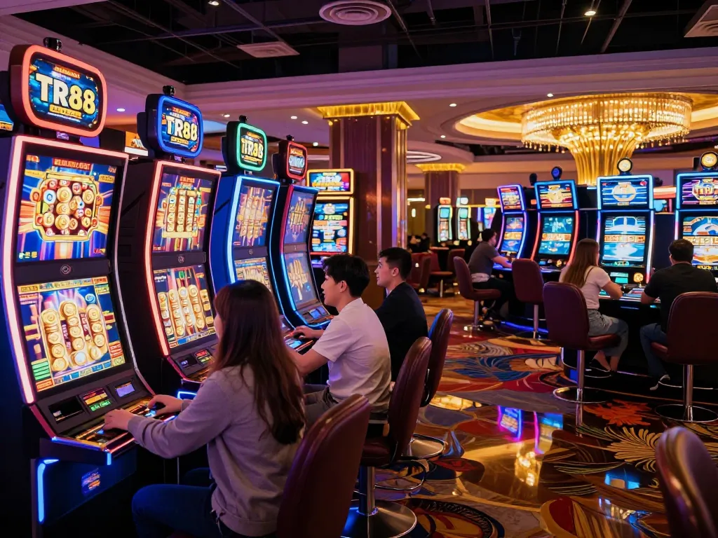 Engaged players enjoying exciting slot gaming experience at TR88 casino.