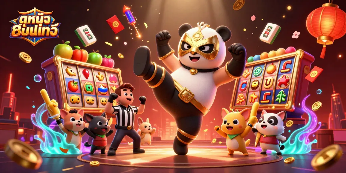 Experience ดูหนังออนไลน์ with a lively 3D scene blending casino excitement and animated characters.