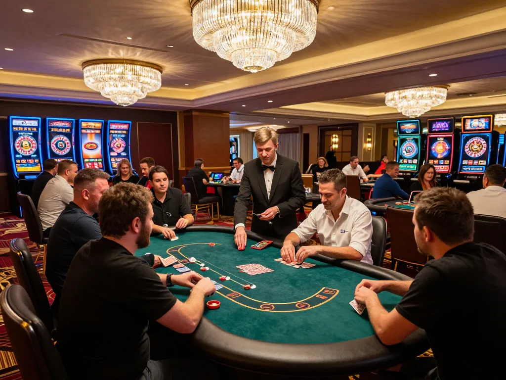 Players enjoying an authentic experience in a nhà cái online uy tín casino with a poker game in progress