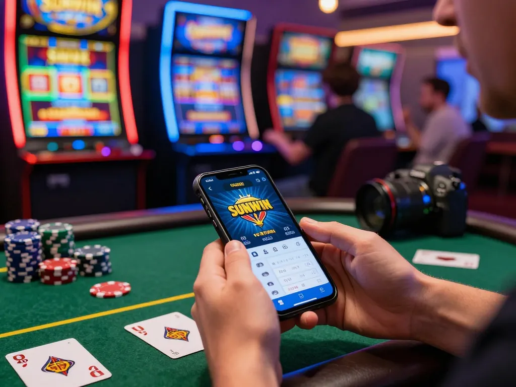 Exciting player experience using the tải sunwin app with vibrant slot machines and engaging atmosphere.