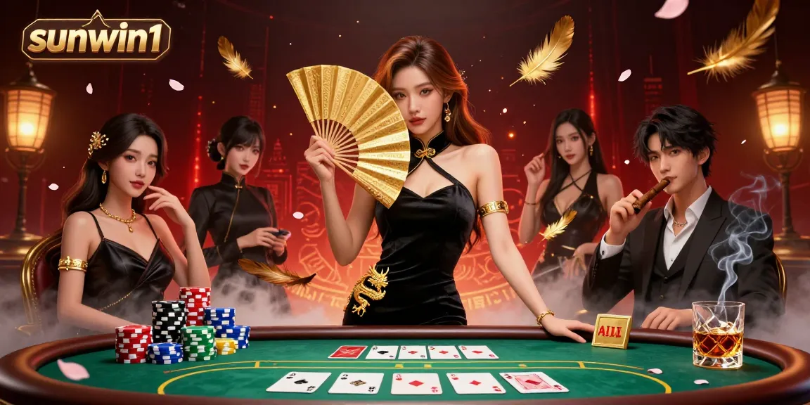 Engage in thrilling games at sunwin1, featuring a captivating poker scene with rich details.