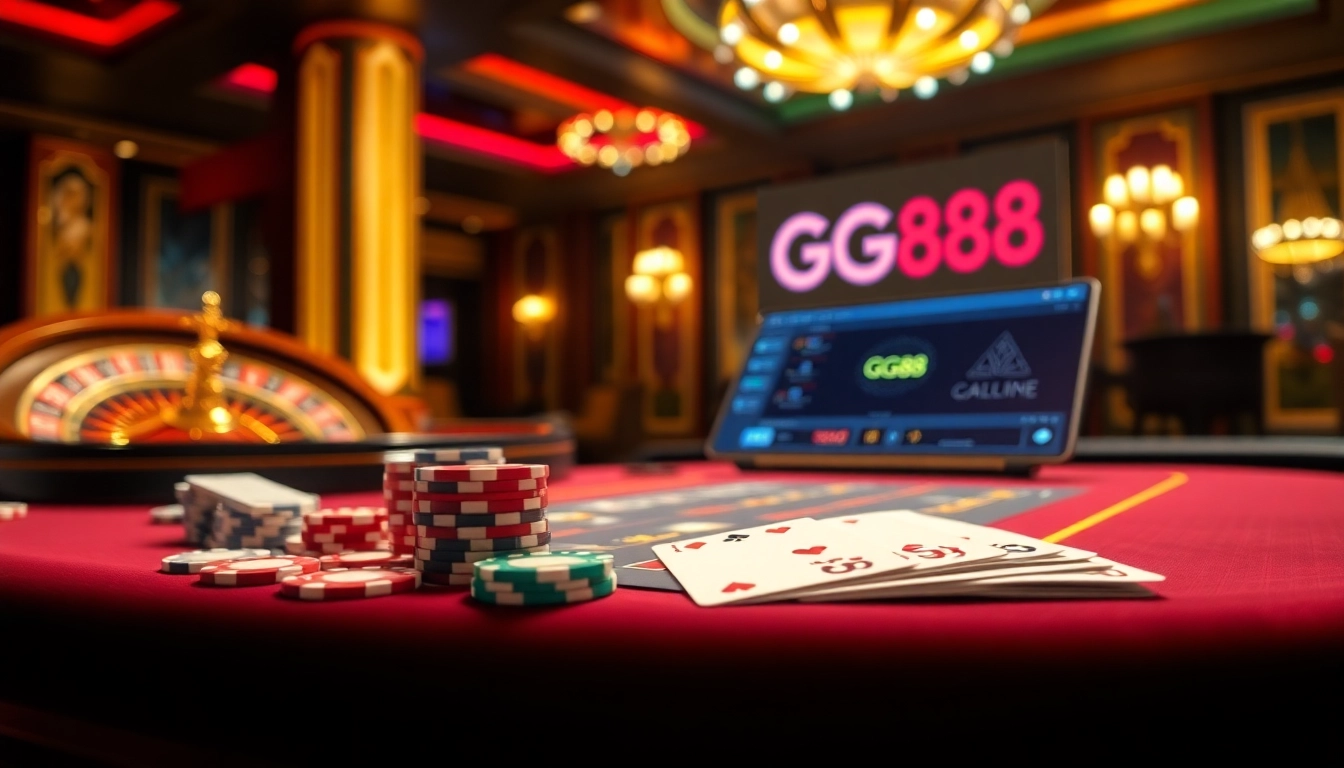 Showcasing a luxurious casino experience with betting chips and cards at https://www.gg88com.com/ for an exciting gaming atmosphere.