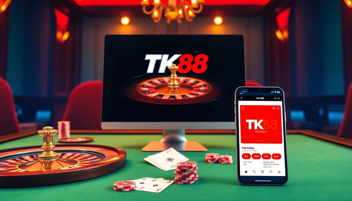 Engaging view of a luxury gambling experience at nhà cái tk88 with casino elements.