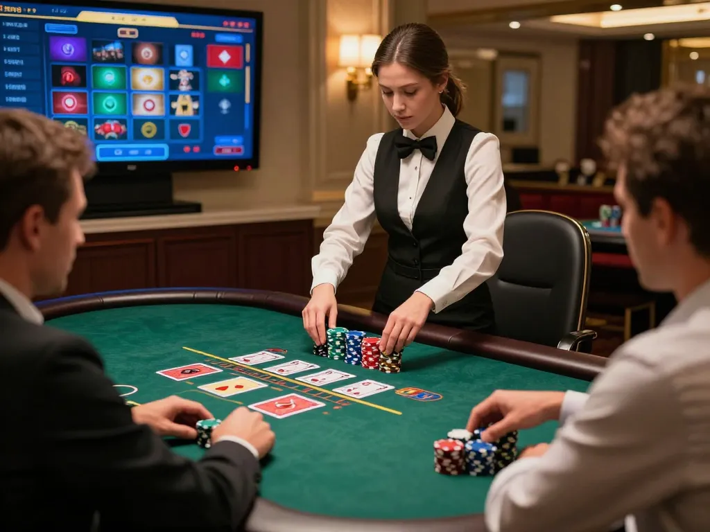 A table featuring s666no1 live dealer blackjack with players engaged in strategic betting.