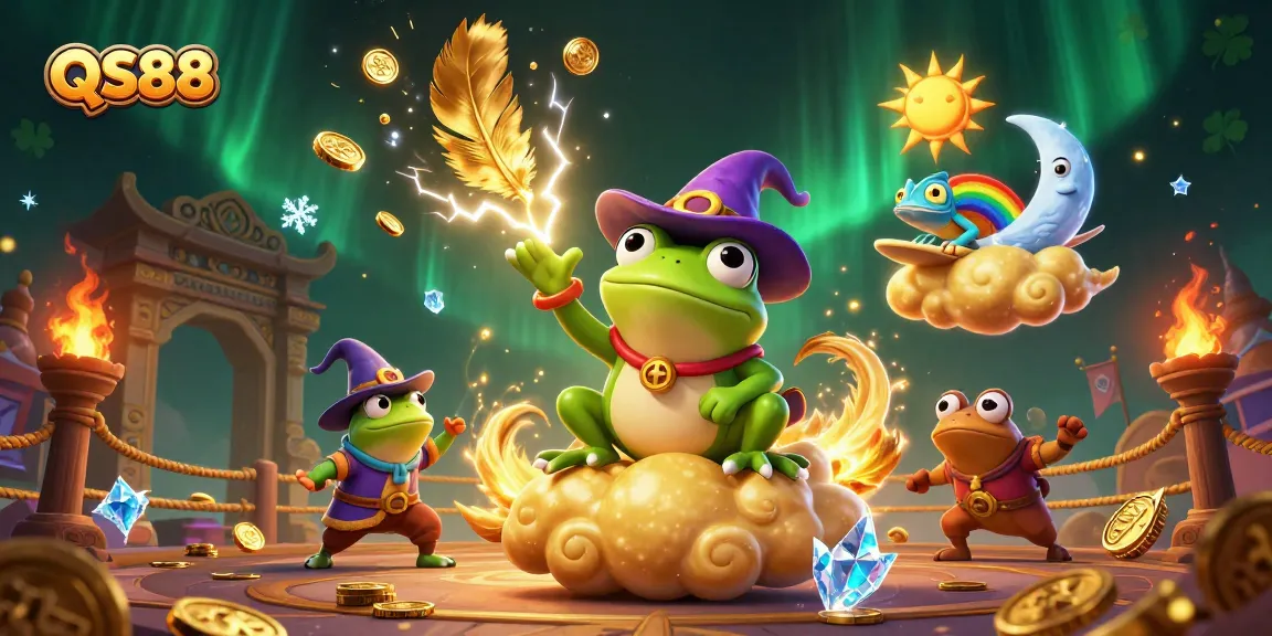 Experience the excitement at QS88 with golden coin storms and vibrant casino elements.