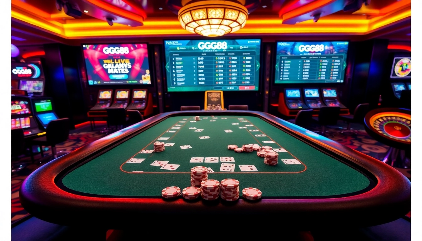 Engage with gg88 live betting at a modern casino table filled with vibrant colors and thrilling atmosphere.