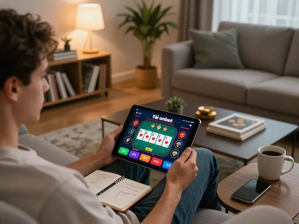 体验 tải onbet app while enjoying casual online gambling at home with a tablet and notebook.