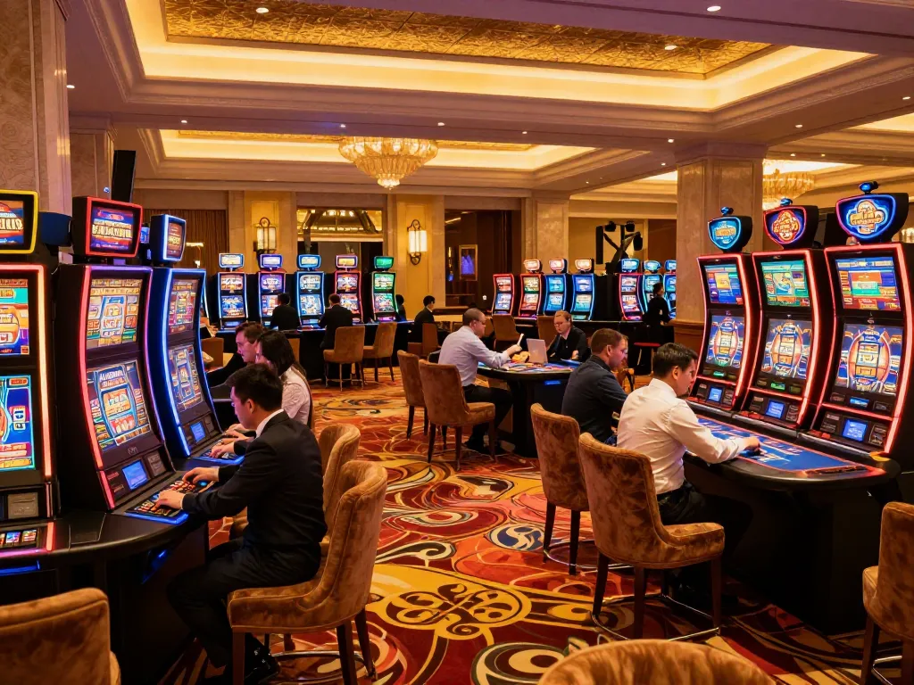 Players enjoying various games at nhà cái lv88, showcasing excitement and luxury in a vibrant casino atmosphere