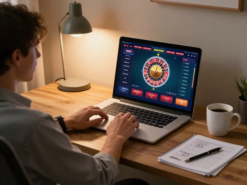Engaging online gaming scene showing player using casino app, highlighting rr88 wales experience