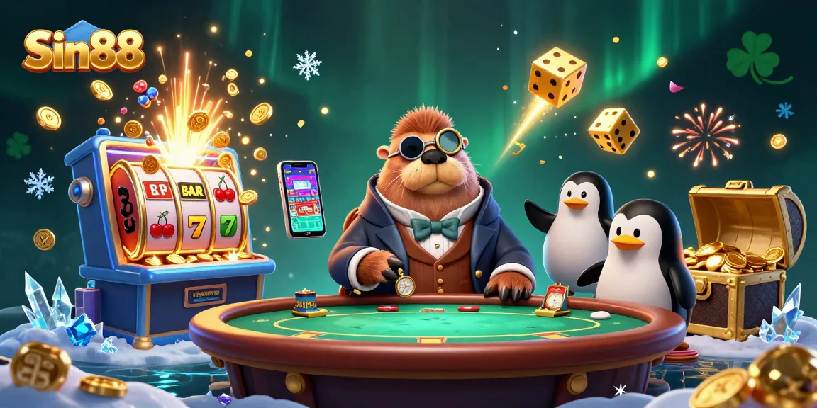 Sin88 offers thrilling casino action with characters at an underwater poker table highlighting fun gameplay.