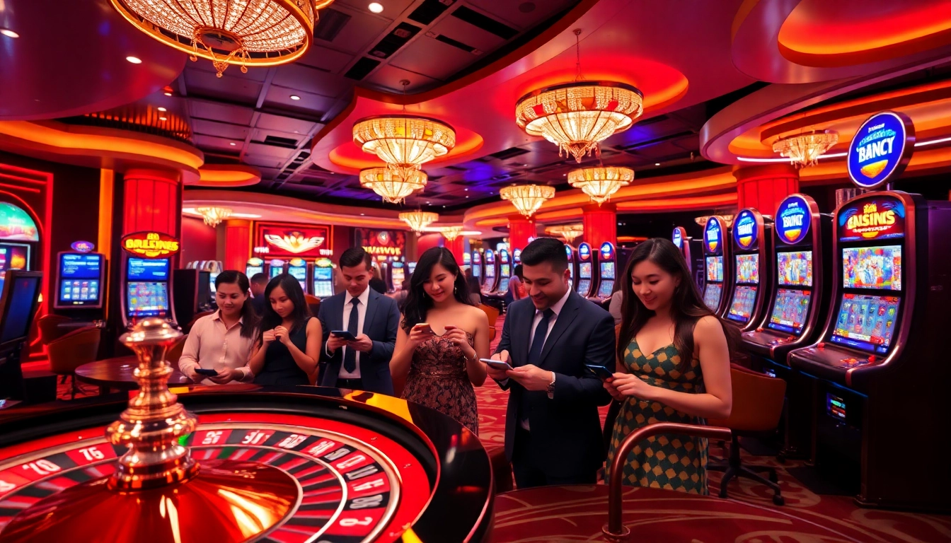 Gamblers enjoying their experience at 65A with vibrant casino elements and exciting gameplay.