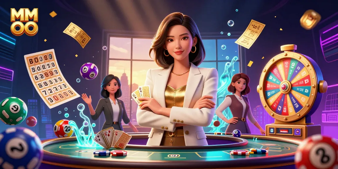 Engage in thrilling gameplay with MM OO, featuring vibrant lottery elements and a powerful businesswoman.